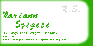 mariann szigeti business card